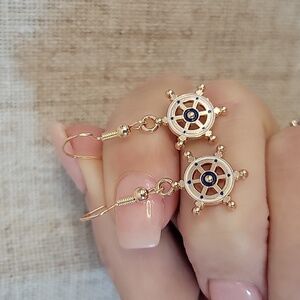 CAPTAIN'S WHEEL Nautical Earrings